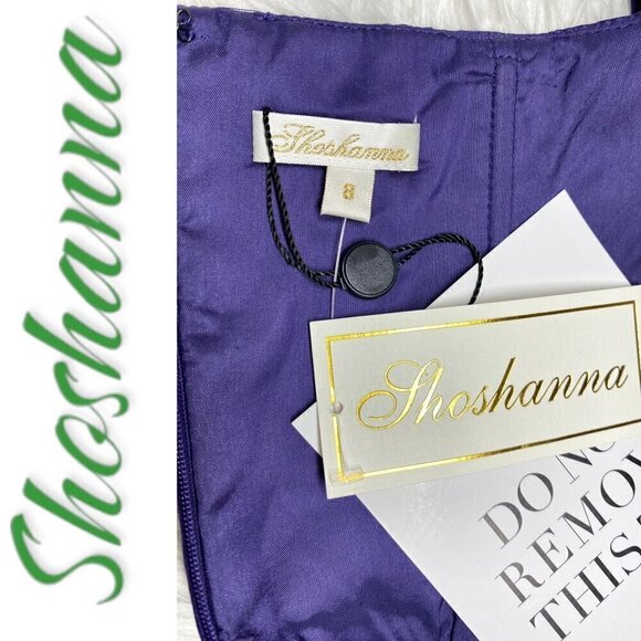 NWT SHOSHANNA 100% Silk Strapless Purple Snakeprint Mini Dress, Size 8 - Picture 9 of 13